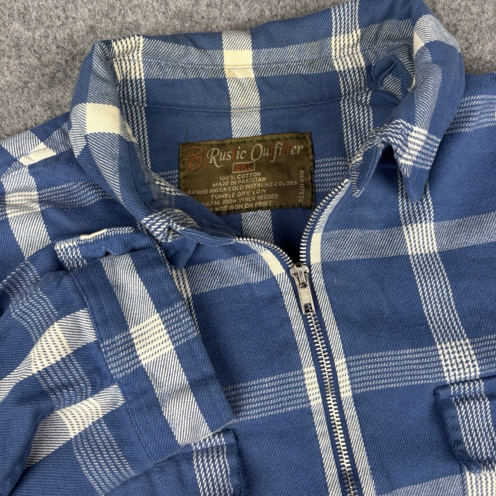 Rustic‎ Outfitters Shacket Mens 2XL Full Zip Blue Plaid Shirt Jacket Outdoors